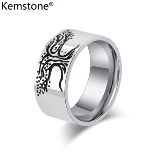 Kemstone thép không gỉ các cây của nam giới Nhẫn bạc đen Nhẫn mạ trang sức