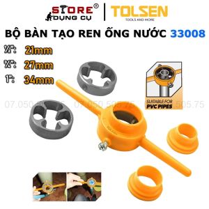 Bộ bàn tạo ren ống nước Tolsen 33008 dụng cụ taro tạo ren ngoài ống nước PVC 212734