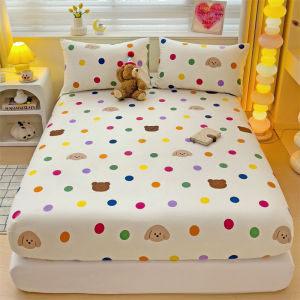Dansunreve Pure Cotton Disney Bedsheet Cute Strawberry Bear Fitted Sheet Soft Cartoon Stitch 800TC Bed Sheet Skin-friendly