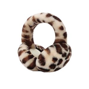 CNIEN8 Collapsible Leopard Print Earmuffs Faux Fur Soft Foldable Ear Covers Fuzzy Cold Protection Comfortable Plush Ear Warmers Cycling