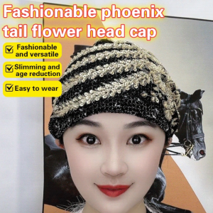 Fashionable Phoenix Flower Bun Hats Fashionable Sequined Hats To Cover Gray Hair Various Styles Of Fashionable Cocktail Flower Wrap Hats