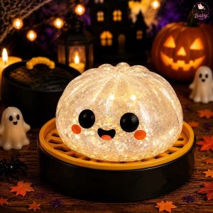 Halloween Squishy Bun Toy 10cm Cute Pumpkin Ghost Design Soft Squeeze Stress Relief Toy Collectible Gift