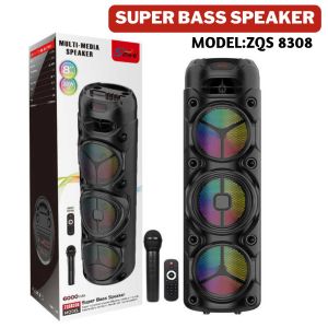 ZQS 8308 Menara Bunyi 8x*3 – Audio Berkuasa Tinggi | Pembesar Suara Berdiri | Lampu Parti | Bluetooth Tanpa Wayar