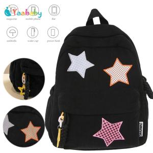 Corduroy Star Backpack Large Capacity for Women Rucksack Trendy Knapsack School Bag for Outdoor Campus Travel