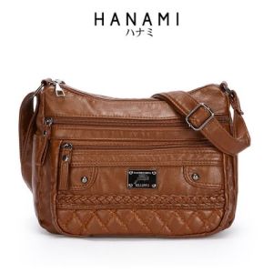 HANAMI Tas Selempang Fashion Mewah Cantik Kekinian Kulit Cokelat Fujita Premium Wanita TA1183B7 Korea