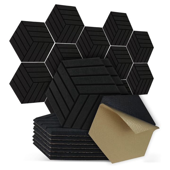 (BGOP) 12 Pack Self-Adhesive Hexagon Acoustic Panels Soundproof Wall ...