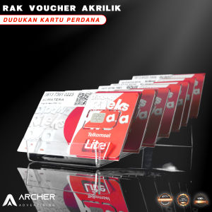 TEMPAT DUDUKAN RAK VOUCHER 15 SLOT LEBAR 6CM AKRILIK