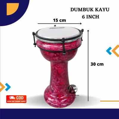 Dumbuk Hadroh Murah Ukuran 6 inch Darbuka Anak Kecil Bahan Kayu Tumbuk Marawis