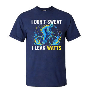 [Local Stock] HBESTY  I Dont Sweat I Leak Watts Black Tee Cycling Power Men Top Blue Splash T-Shirt Sports Performance Shirt Biker Humor Streetwear