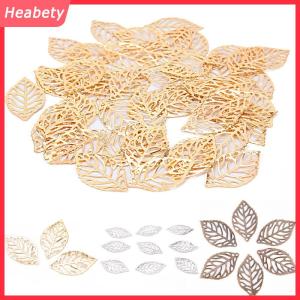 Heabety 50 chiếc Mặt dây chuyền hình lá rỗng quyến rũ tự làm trang sức lá kim loại thủ công