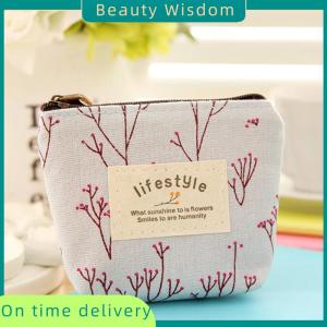 Beauty Wisdom Fashion Flower Pattern Coin Purses Small Fresh Canvas Coin Wallet Lady Girls Earphone Coin Key Money Storage Bag Zipper Pouch