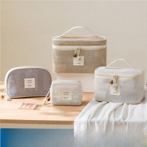 2025 Upgraded Breathable Mesh Makeup Pouch - Travel Toiletry Cosmetics Storage Organizer