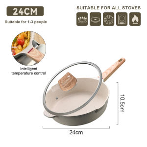 SUPVIBE Deep Frying Pan with Lid Non Stick Upgraded Temperature Control for Induction Cooker Gas Stove 24/28/30CM