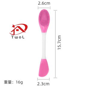 TWOL SHOP Stock no.152,1pcs Double-Headed Silicone Mask Brush Face Wash Mud Mask Scraper Beauty Tool Facial Massage Brush
