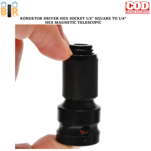 DRIVER HEX SOCKET ADAPTOR KONEKTOR 1/2" SQUARE TO 1/4" HEX MAGNETIC TELESCOPIC