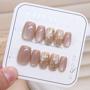 Cats Eye Fake Nails with Glue S Size Short Medium Nail Art 10 Pcs Design DIY Decorative False Nails