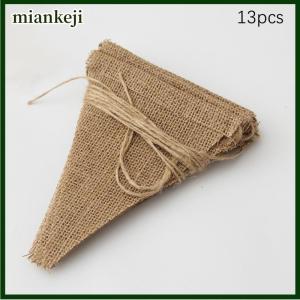 miankeji 13 lá cờ cổ điển đay hessian vải bố Bunting biểu ngữ đám cưới bên chụp ảnh đạo cụ lễ kỷ niệm bên trang trí biểu ngữ