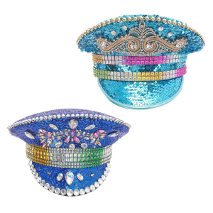 Light weight Rhinestones Hat Durability Acrylic Hat Women Men Captain Hat for Festives Parties and Costume Event