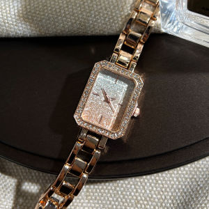 New Gradient Color Rhinestone Square Bracelet Watch Simple Sparkling Starry Sky Quartz Watch