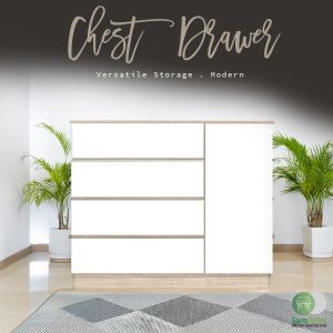 Murah Kabinet/Almari Baju/Laci Bilik Tidur 🔥DIY & EASY INSTALL🗄️/ Fast Deliver 🚀 Sampoint Furniture -Chest Drawer 4 Layers -Deep Storage with Lock/ Modern Wardrobe for Clothes/Multifunction Cabinet /Perfect for Bedroom & Home Use (READY STOCK)