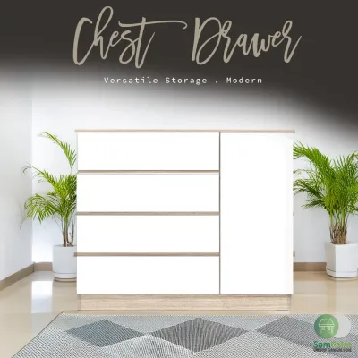 Murah Kabinet/Almari Baju/Laci Bilik Tidur 🔥DIY & EASY INSTALL🗄️/ Fast Deliver 🚀 Sampoint Furniture -Chest Drawer 4 Layers -Deep Storage with Lock/ Modern Wardrobe for Clothes/Multifunction Cabinet /Perfect for Bedroom & Home Use (READY STOCK)