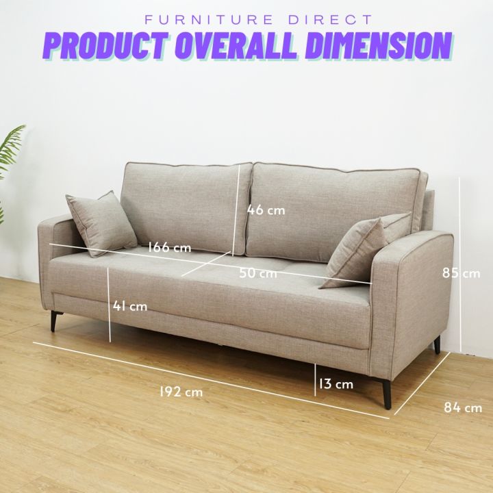 Furniture Direct PENNY 3 Seater Sofa with 2 cushion pillows sofa murah Lazada Lazada