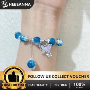 hebeanna Butterfly Pendant Elastic Bracelet Colorful Beads Bracelet For Women Girls Fashion Jewelry Gifts
