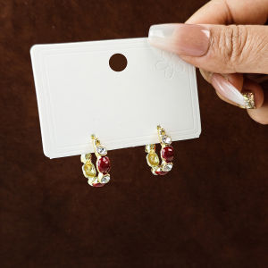Fashionable Ring Gift 美拉德独特滴釉红色耳环小众轻奢高级感耳扣新年秋冬耳圈气质耳饰