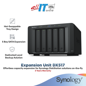 Synology DX517 5-Bay Expansion Enclosure | Expansion Unit DX517 | DiskStation Expansion Unit | NAS Storage