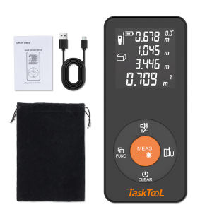 TASKTOOL 60M Laser Distance Meter High Precision Digital Display Laser Rangefinder Type-C Charging Measurement Tools For Measuring Distance Area Volume