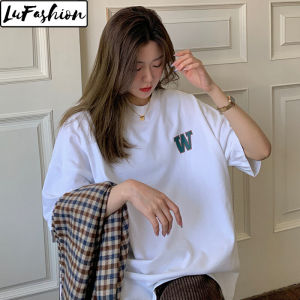 LuFashion Summer Women Korean Print Loose Cotton Short Sleeve Casual T-Shirts