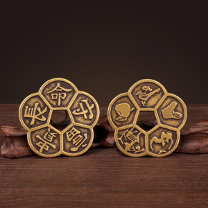 Đồng xu hoa mai phong thủy loại to chiêu tài lộc decor phong thủy