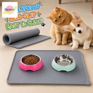 Waterproof Silicone Pet Mat Dog Cat Solid Color Food Bowl Drinking Placemat Easy Clean Durable Non Slip