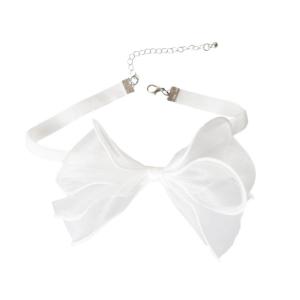 White Ribbon Bowknot Choker Necklace Sweet Collar Choker Neck Chain Temperament Neckband Clavicle Chain Necklace