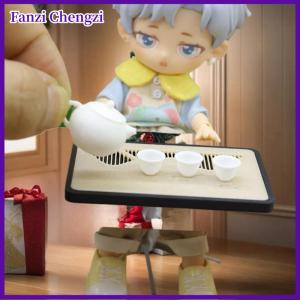 Fanzi บ้านตุ๊กตา1 12ชุดถาดน้ำชาขนาดเล็กสำหรับวางกาน้ำชาของเล่นจำลองสำหรับตกแต่งฉากขนาดเล็ก