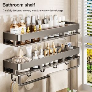 VERMILL No Drilling Bathroom Shelves Wall Mounted Easy to Install Corner Shower Shelf Durable Removable Bathroom Organizer Home