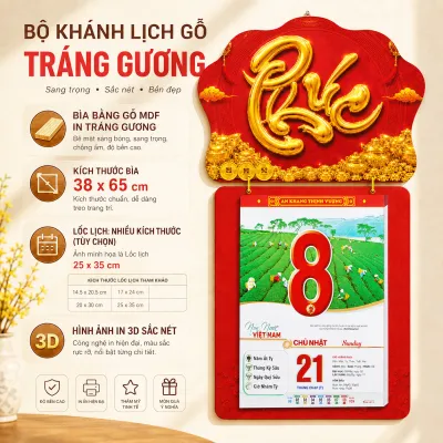 Lịch tết 2027 NHIỀU MẪU bộ khánh lịch gỗ tráng gương gắn lốc lịch năm mới hàng sẵn giao nhanh