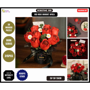 Robotime RORK 3D DIY Wooden Puzzle Red Rose Bouquet AF02J 315PCS