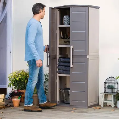 Keter Boston Outdoor Tall Utility Cabinet UV & Weather Resistant Waterproof Made In Europe