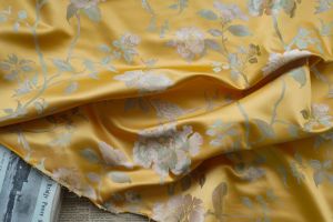 Satin Brocade Fabric Floral Bird Jacquard Material For Cheongsam Dress Vintage Textured Draping Fabric