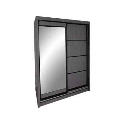 Living Mall Hans 4FT/5FT/6FT 2-Door Sliding Door Wardrobe CARB-P2 Certified in White Wash or Black