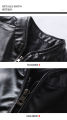 Fuguiniao Men's Leather Jacket Stand Collar Motorcycle Leather Casual Jackets Fashion Male Coat. 