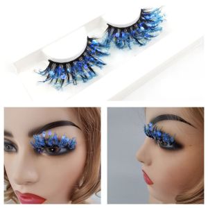 NBANLIKE Sequin Fluffy Full Strip Lashes Stage Makeup Party False Eyelashes Luminous Eyelashes Fake Eyelashes Lashes Extension Glitter Colored Eyelashes