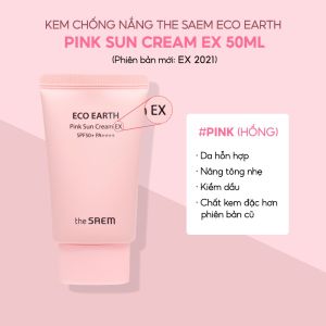 Kem chống nắng Nâng Tone The Saem Eco Earth Pink Sun Cream EX Extra Cica SPF50+ PA++++ 50ml