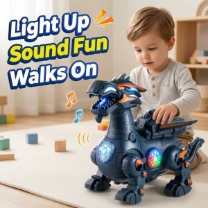 Walking Dinosaur Toy Electric Musical Light Up Crawling Climbing Dino Model Kids Gift Boys