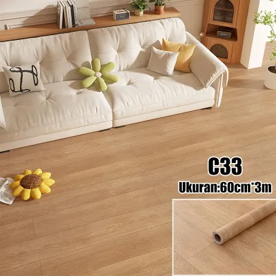Karpet Lantai Roll Vinyl Roll/ Vinyl Gulung Panjang 3 Meter X 60 cm Ketebalan 0.5 mm Dekorasi Lantai Motif Kayu Anti-Slip Mudah Bersih