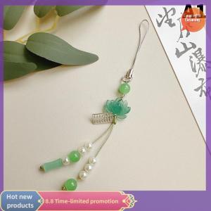 Graceful Lotus Flower Pendant Keychain Phone Chain Beads Decoration Chinese Style Accessories Gifts Camera Chain Bag Pendant