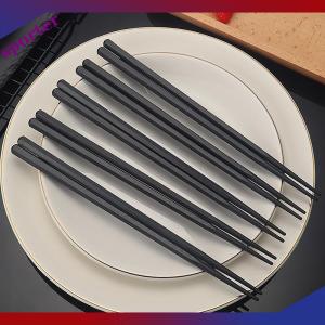 Sporter 1 Pairs Alloy Chinese Chopsticks Food Japanese Sushi Sticks Reusable Non Slip Dishwasher Safe Bamboo Shape Food Grade Chopsticks
