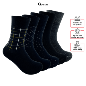 Hộp 5 đôi tấy giày tây công sở mẫu MIX04 vớ nam công sở chất liệu cotton cao cấp thoáng khí - GOM-MIX04-CB5