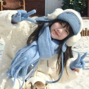 Blue Scarf Womens Winter Travel Warmth Set Thickened Cashmere Rectangle Shape Soft Comfortable Long Scarf for Cold Weather